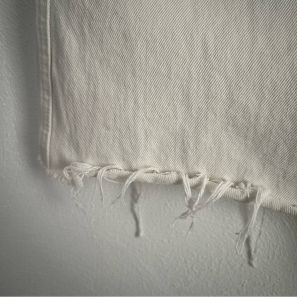Zara white Frayed Hem Button High Rise Denim Skirt size medium - Picture 9 of 12